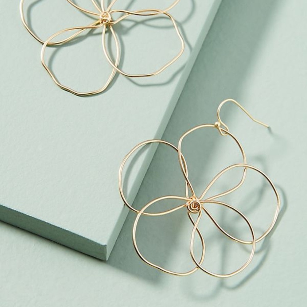 NEW Anthropologie Gold Wire Violet Drop Earrings